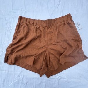 NWT Chocolate Brown Linen-Blend Shorts